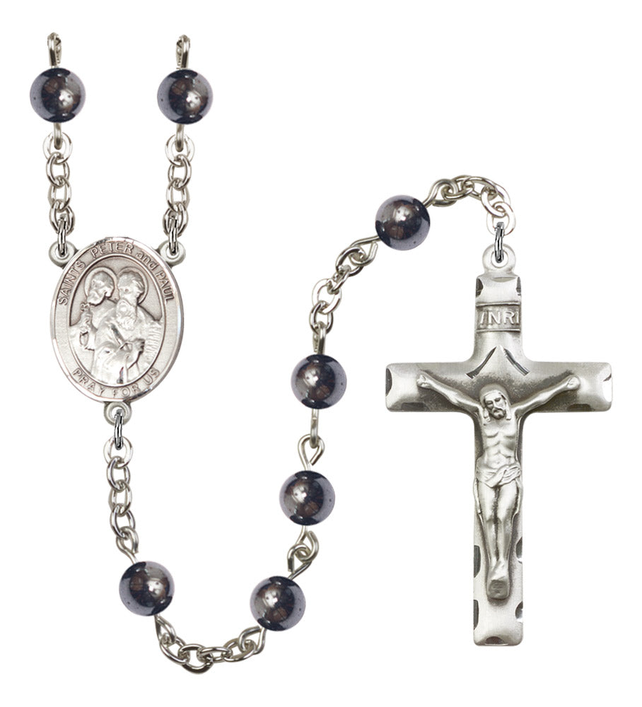 Sts. Peter & Paul Silver Plated Rosary for Men