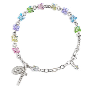 Multi Color Finest Austrian Crystal Butterfly Beads Rosary Bracelet