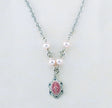 Miraculous Medal Necklace with Pink Swarovski Crystal Pearls, Sterling Silver