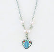 Pink Enameled Miraculous Medal Necklace with Pink Swarovski Crystal Pearls, Sterling Silver