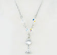 Chalice Necklace with Aurora Borealis Swarovski Crystals, Sterling Silver