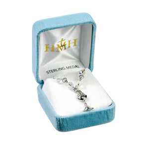 Chalice Necklace with Aurora Borealis Swarovski Crystals, Sterling Silver