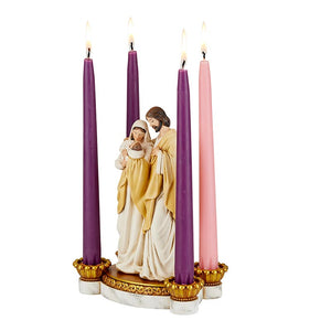 Holy Family Advent Candleholder – Nativity Christmas Centerpiece | Resin | 6" W x 9" H x 3.5" D