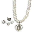 Girls Freshwater Pearl Miraculous Heart Necklace and Earring Set