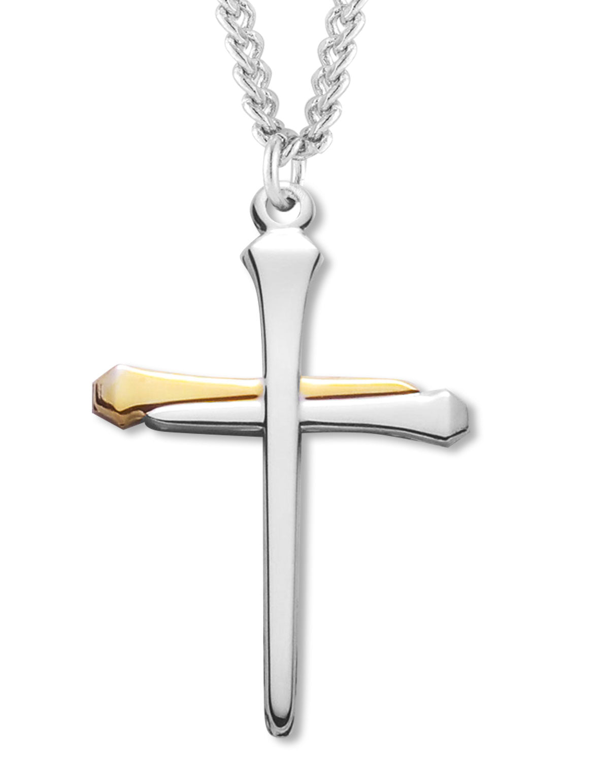 Nail Cross Pendant Sterling Silver Two Tone