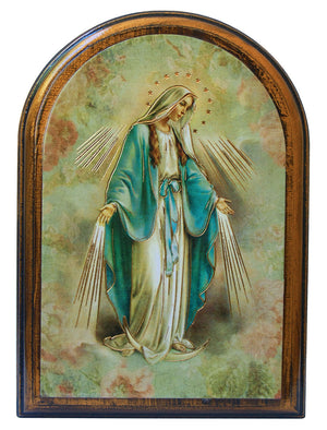 Our Lady of Grace 3.75x5.25 Arched Wood Plaque
