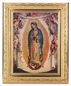 Our Lady of Guadalupe with Angels 6x8 Print Under Glass