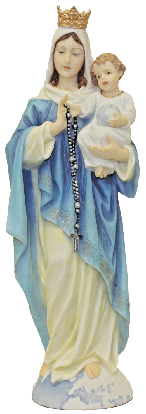 Our Lady of the Rosary Statue, Hand Painted - 11 inch