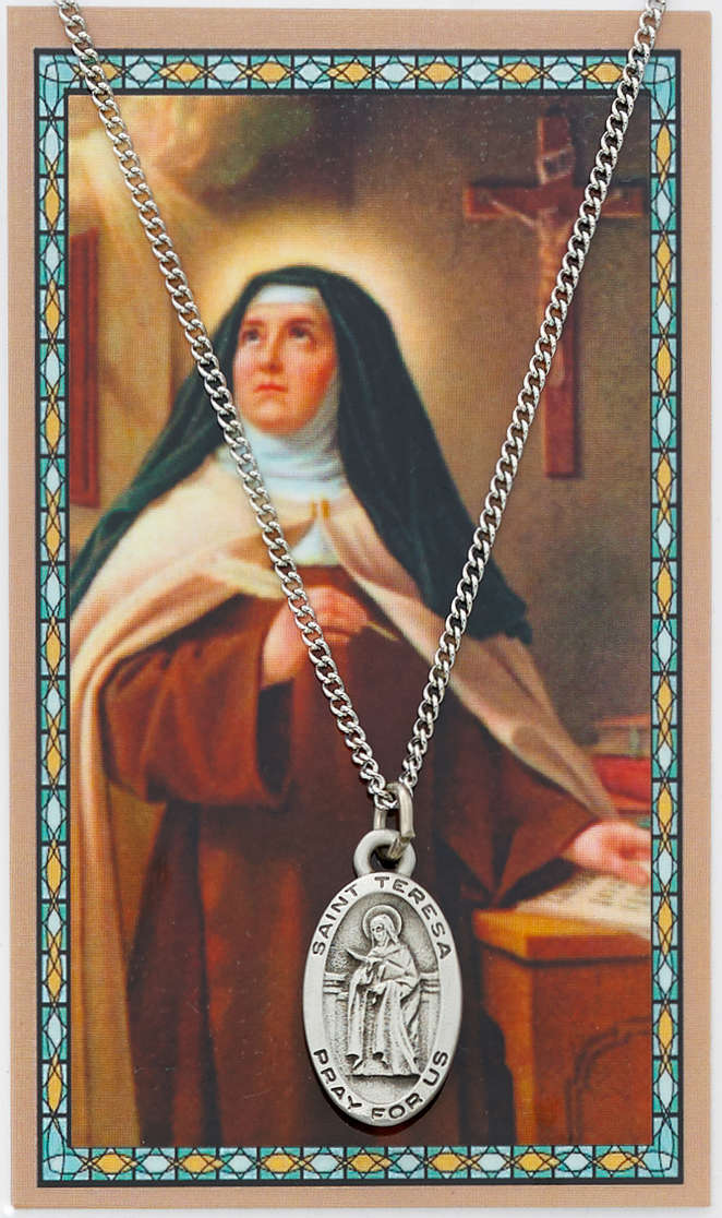Oval St. Teresa of Avila Medal with Prayer Card