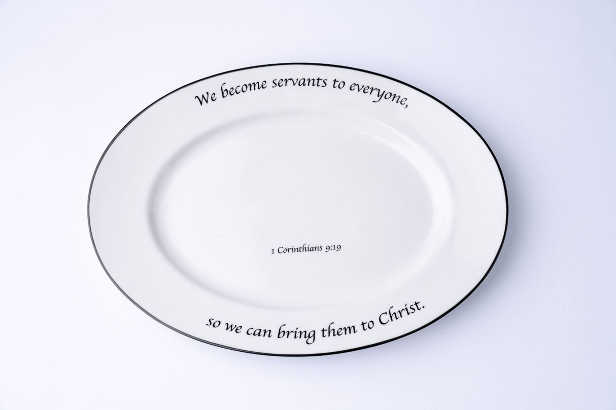 Daily Bread Scripture Oval Platter – 1 Corinthians 9:19 Porcelain Serving Platter (14")