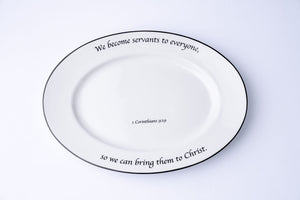 Daily Bread Scripture Oval Platter – 1 Corinthians 9:19 Porcelain Serving Platter (14")