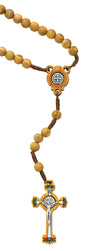 Olive Wood Corded St. Benedict Rosary