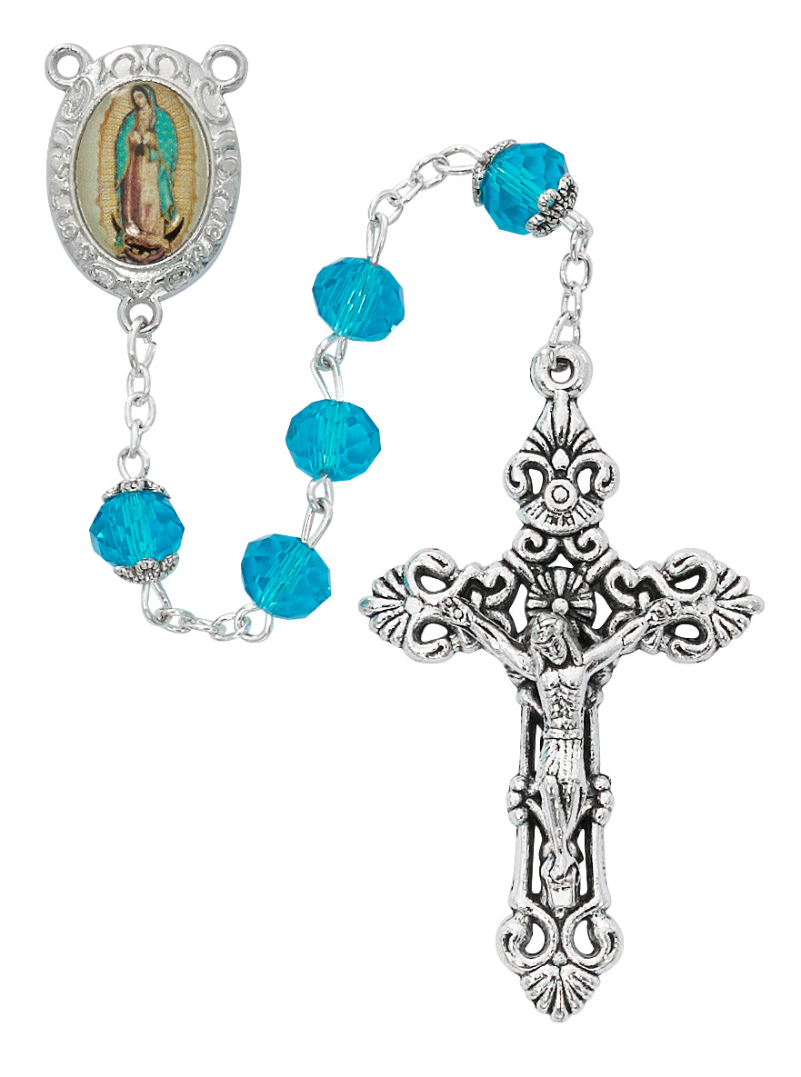 Aqua Crystal Our Lady of Guadalupe Rosary