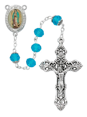 Aqua Crystal Our Lady of Guadalupe Rosary