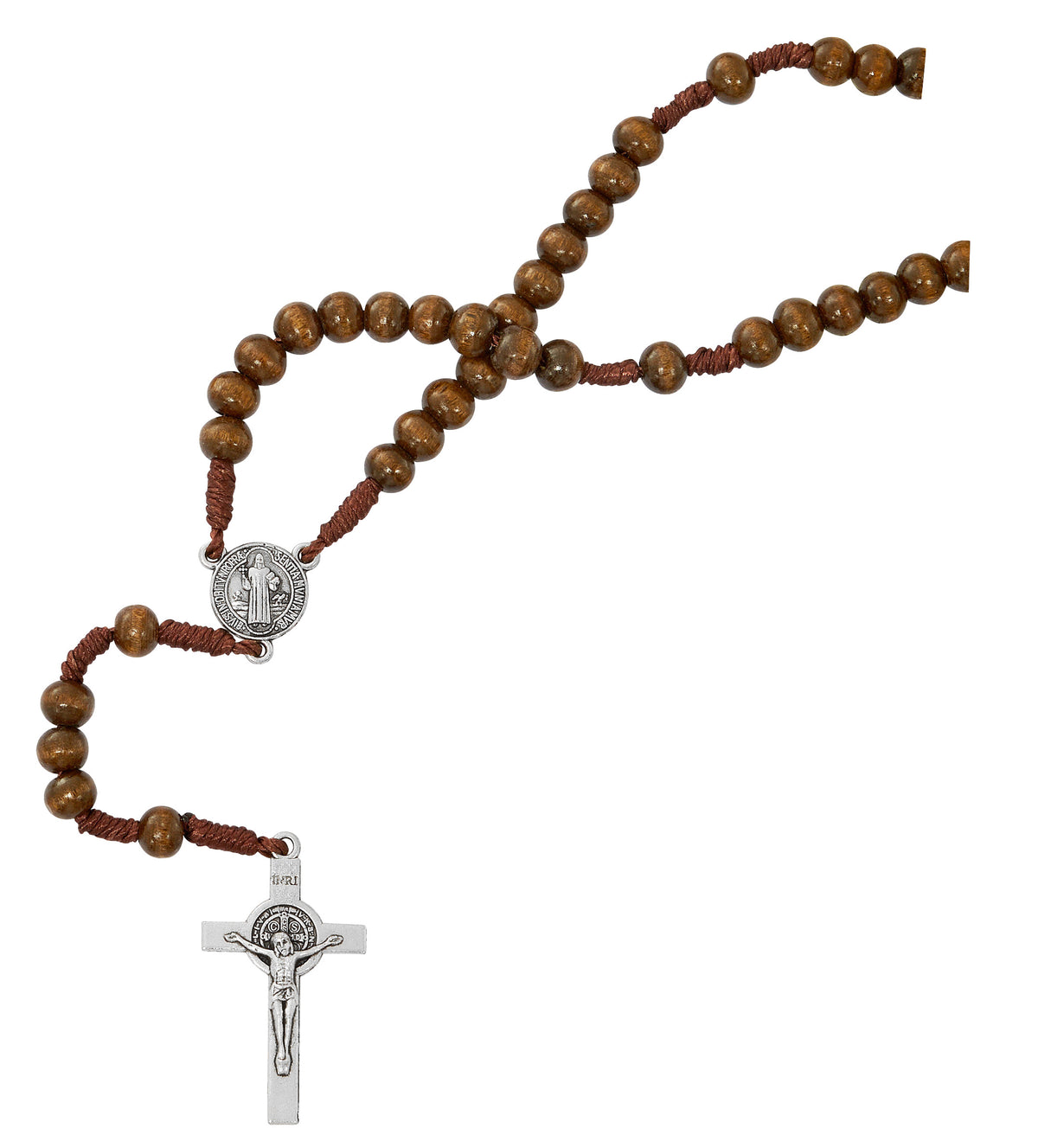 Brown Wood St. Benedict Necklace