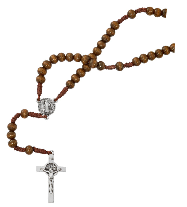 Brown Wood St. Benedict Necklace