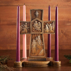 Cross Advent Candle Holder – Inspirational Christian Centerpiece for Hope, Peace, Joy & Love | 10" x 12" x 6"