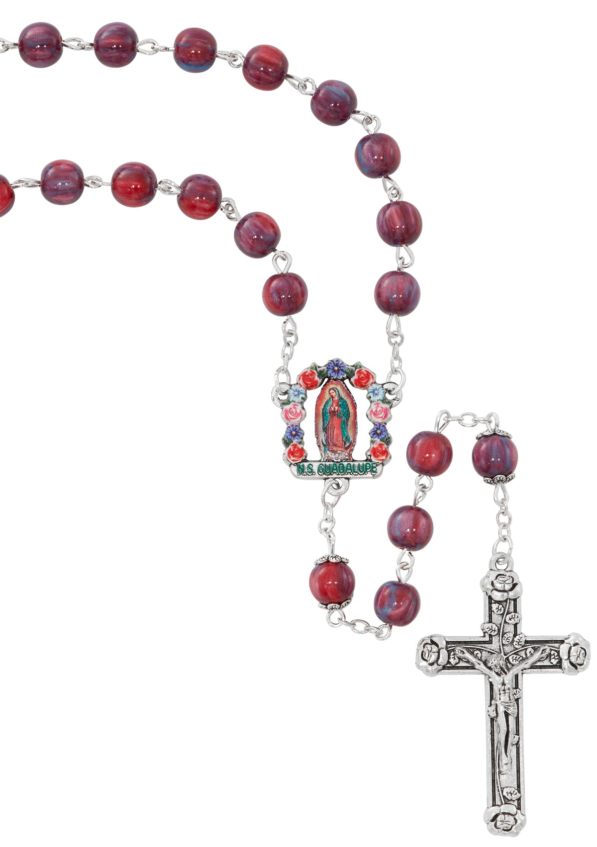 Fuchsia Cat's Eye Our Lady of Guadalupe Rosary