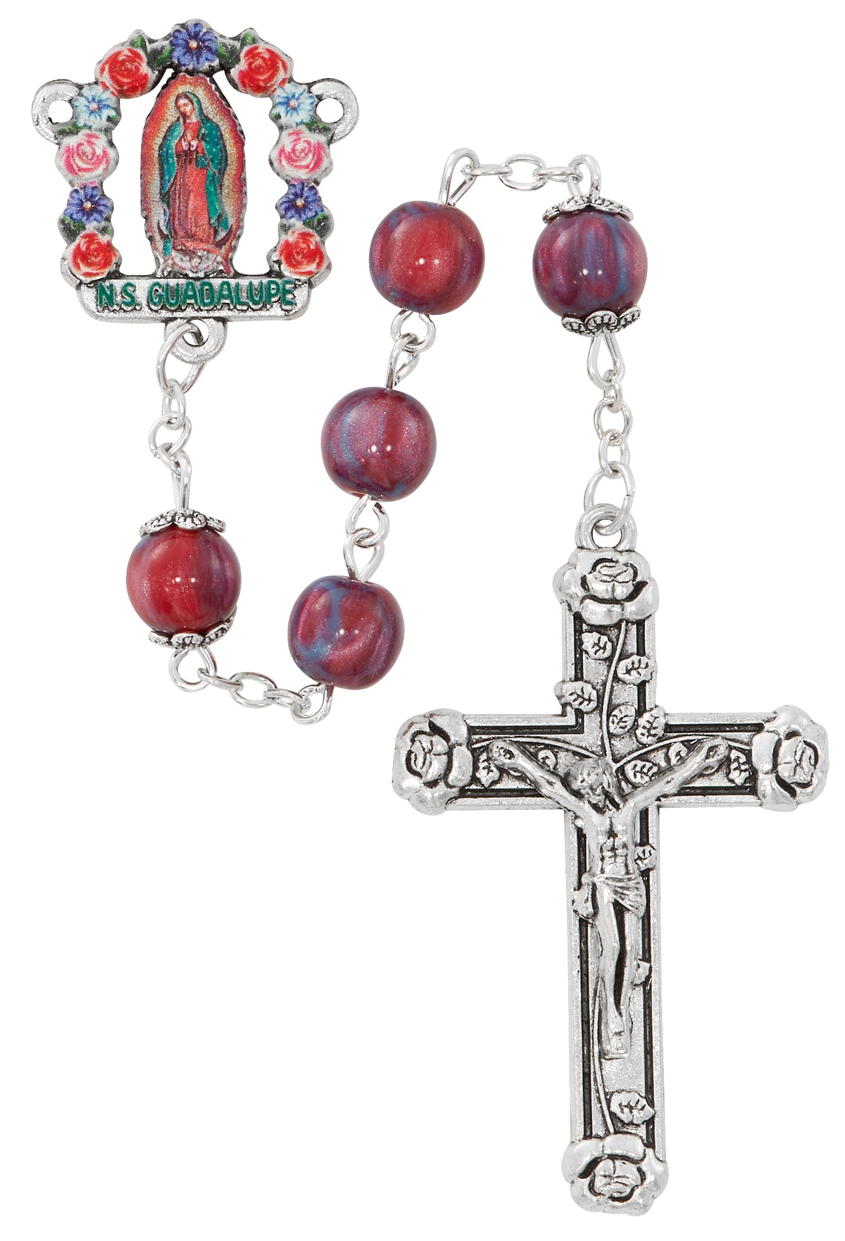 Fuchsia Cat's Eye Our Lady of Guadalupe Rosary