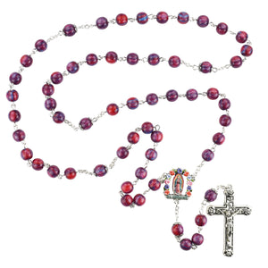 Fuchsia Cat's Eye Our Lady of Guadalupe Rosary