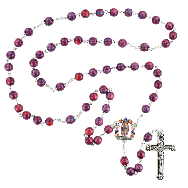 Fuchsia Cat's Eye Our Lady of Guadalupe Rosary