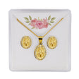 Crystal Miraculous Medal Earring and Pendant Set