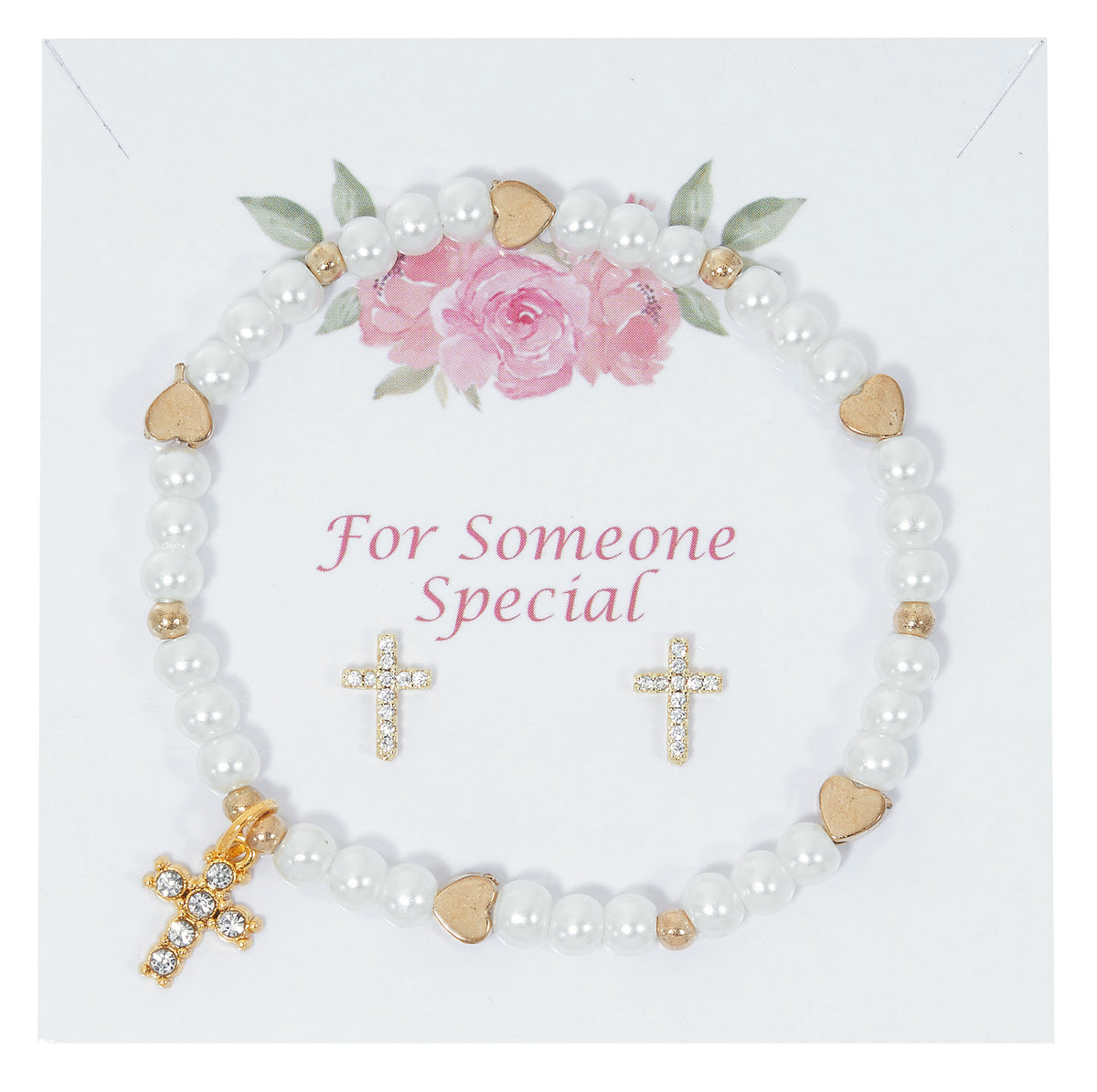 Girls Pearl Bracelet and Earring Set