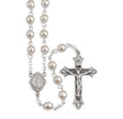 Imitation Pearl Double Capped Rosary, Pewter Crucifix and Center