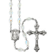 6x9mm Crystal Aurora Faceted Oval Glass Bead Rosary, Pewter Crucifix and Center