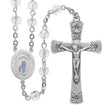 6mm Crystal Bead Rosary with Blue Enameled Pewter Crucifix and Center