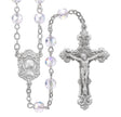6mm Tin Cut Crystal Aurora Borealis Bead Rosary, Pewter Crucifix and Center