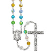6mm Multi-Color Crystal Bead Rosary, Pewter Crucifix and Center