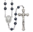 6mm Hematite Bead Rosary, Pewter Crucifix and Center
