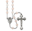 6mm Rose Quartz Gemstone Bead Rosary, Pewter Crucifix and Center