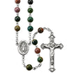 6mm India Agate Gemstone Bead Rosary, Pewter Crucifix and Center