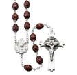 Maroon Beehive Boxwood Rosary, Pewter Crucifix and Center