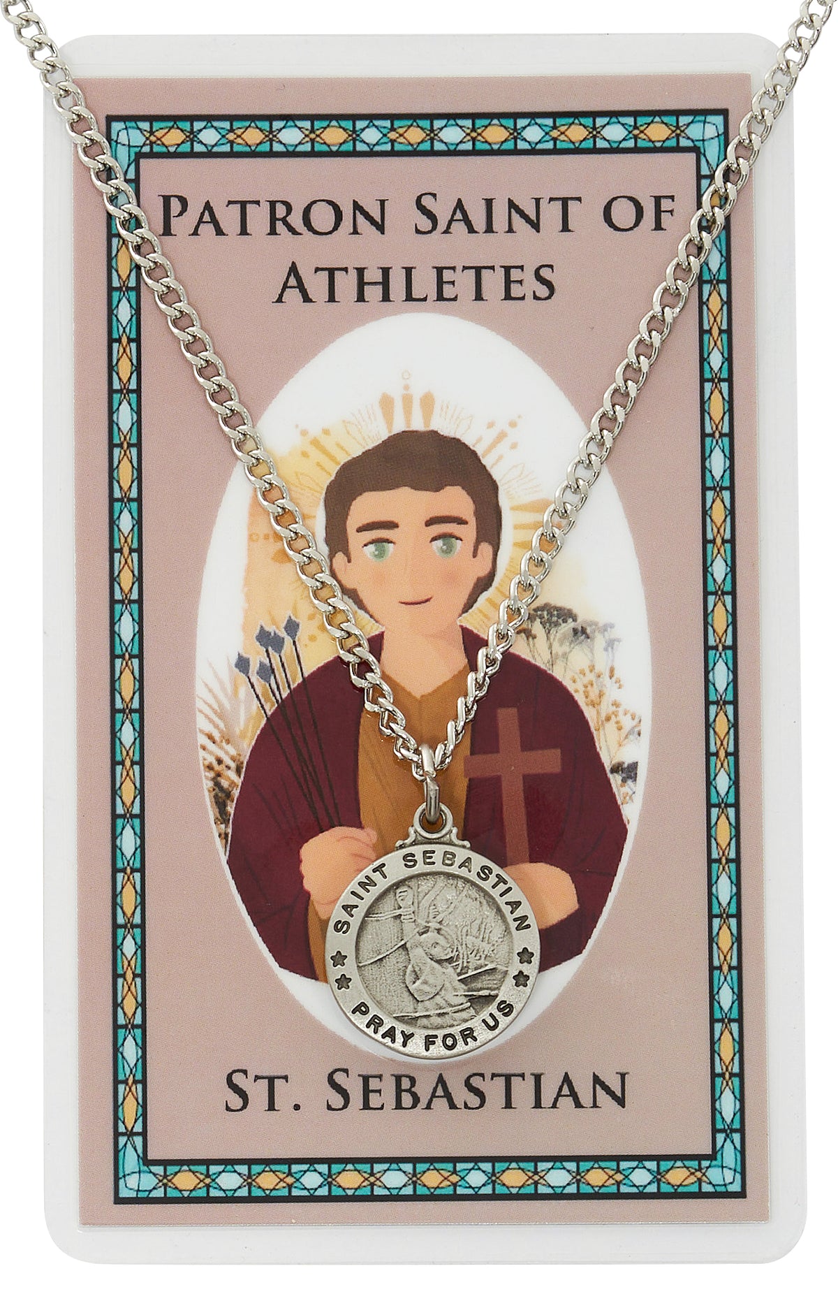 St. Sebastian Medal Necklace with Holy Card