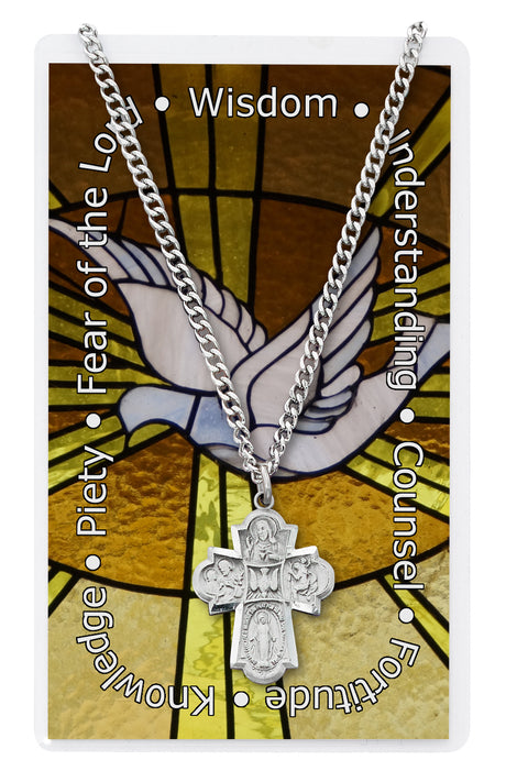 4-Way Medal Necklace with Holy Card