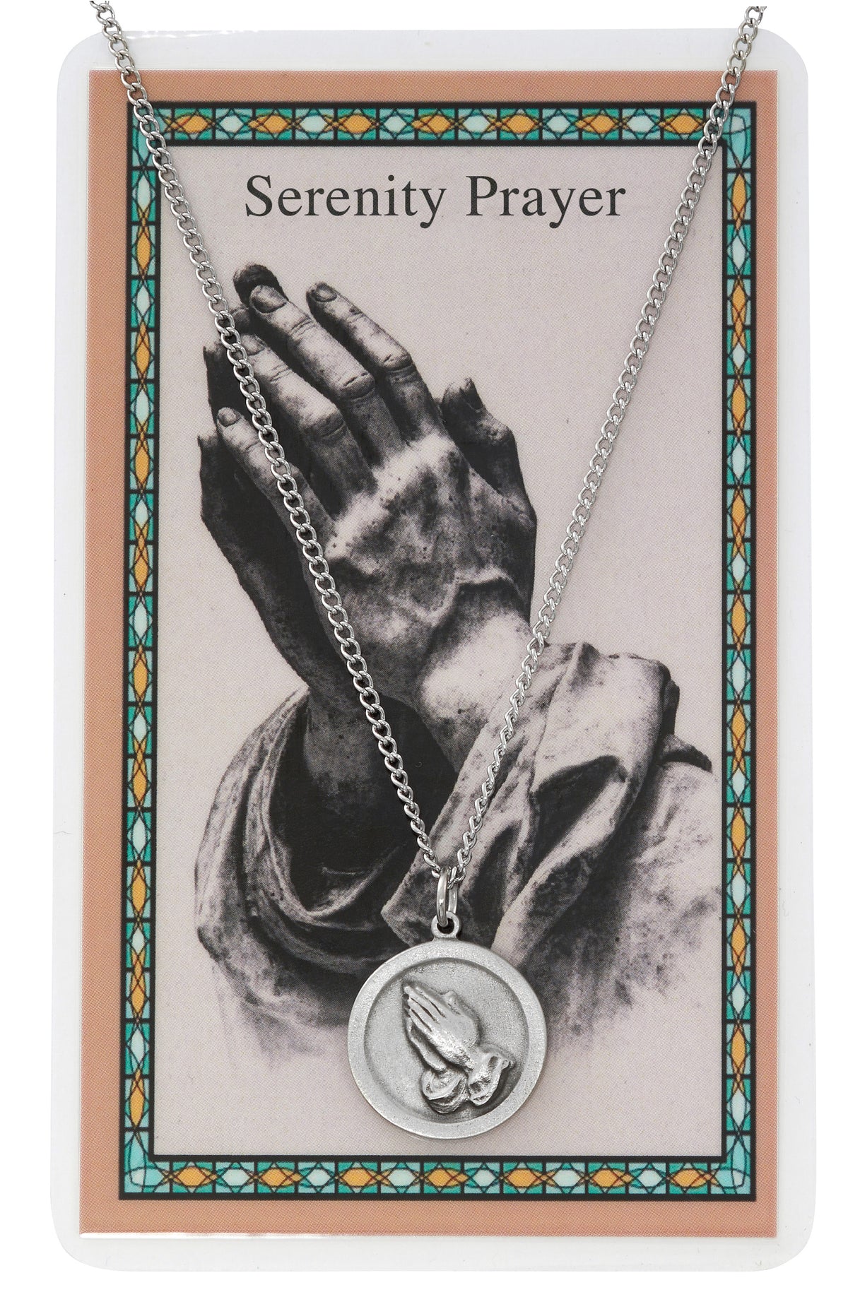 Serenity Prayer Medal Necklace with Prayer Card