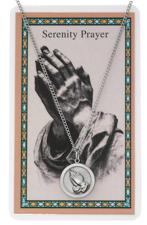 Serenity Prayer Medal Necklace with Prayer Card