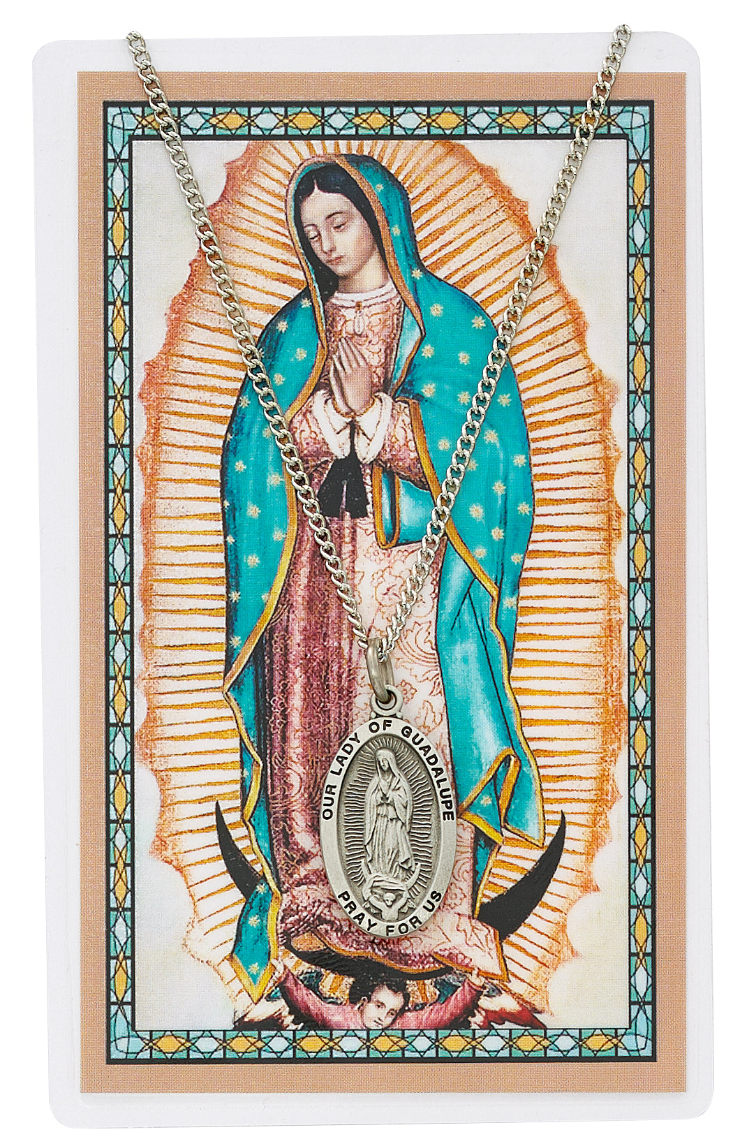 Nuestra Señora de Guadalupe Pewter Medal with Spanish Holy Card
