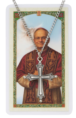 Pope Leo XIV Pectoral Cross Necklace with Holy Card
