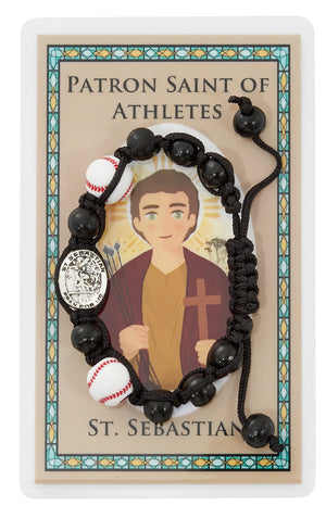 St. Sebastian Baseball Bracelet & Prayer Card Set