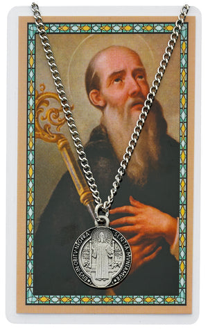 Black Enamel St. Benedict Medal with Holy Card