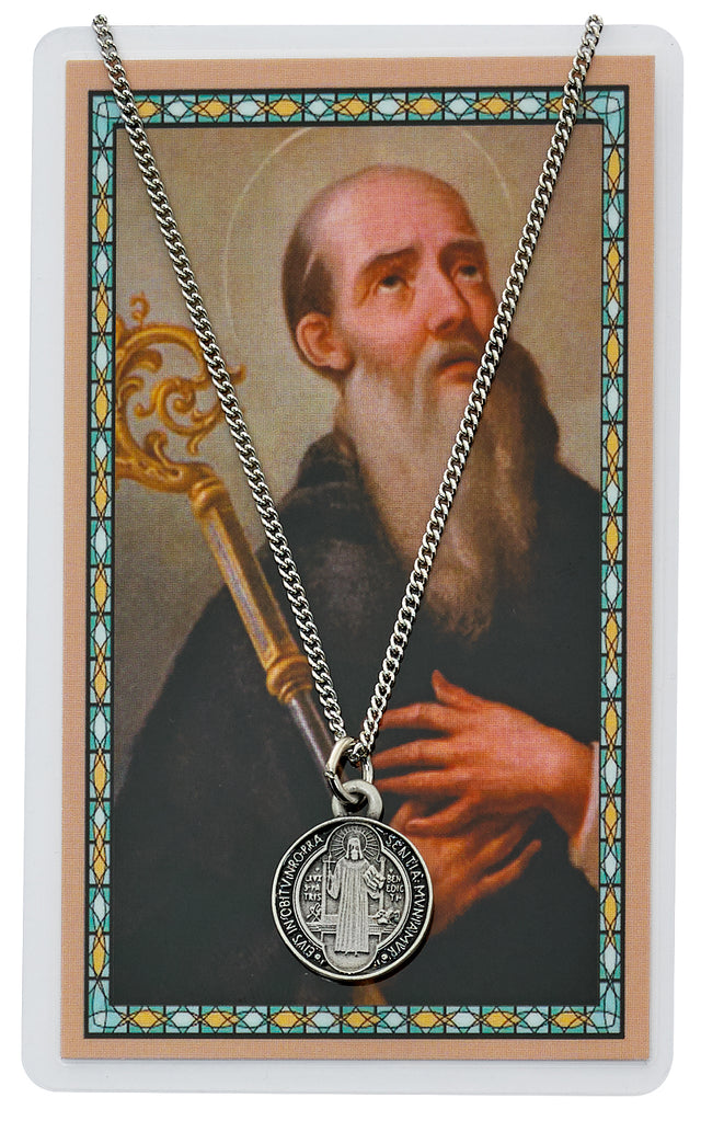 Black Enamel St. Benedict Medal with Holy Card