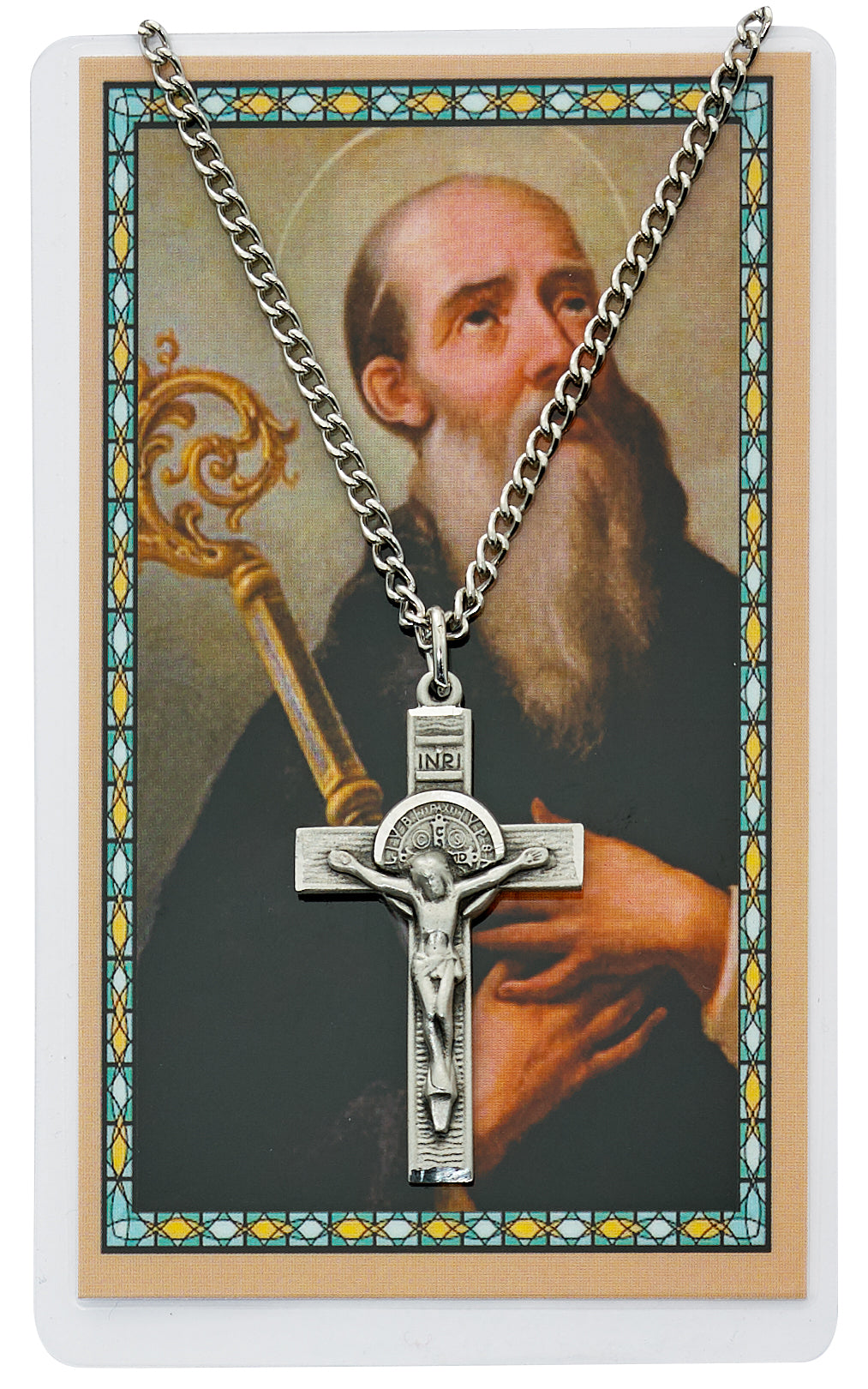 Pewter St. Benedict Crucifix with Holy Card