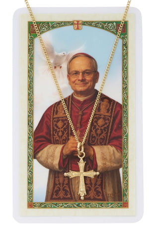 Pope Leo XIV Pectoral Cross Necklace with Holy Card