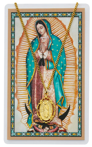 Our Lady of Guadalupe Medal and Laminated Holy Card Set