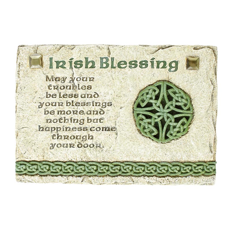 Irish Blessing Wall Plaque – Celtic Knotwork Stone Resin | Gift Packaged