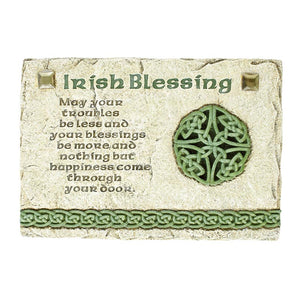 Irish Blessing Wall Plaque – Celtic Knotwork Stone Resin | Gift Packaged